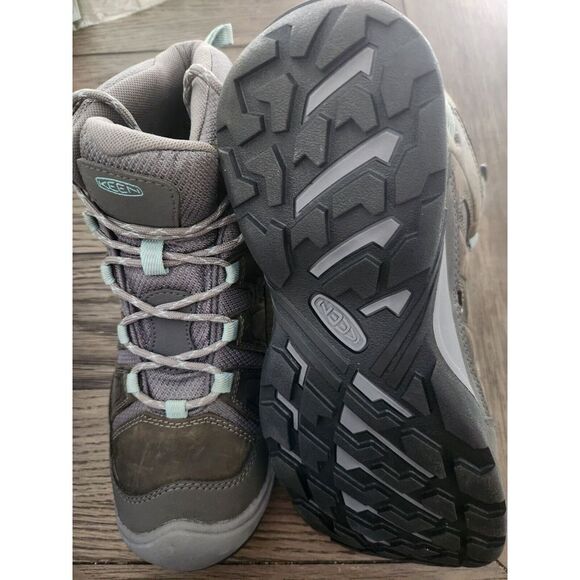 New Keen Circadia Mid 8 1/2 Waterproof Hiking Grey Aqua Boot - Picture 5 of 6